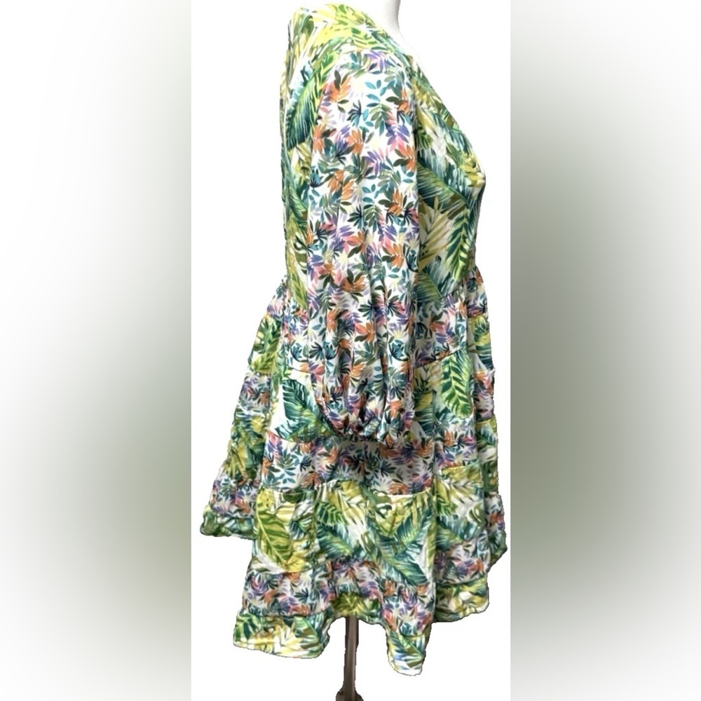 All Things Mochi Liona Mini Dress Tropical Floral Fit Flare Green Size S - Picture 5 of 14